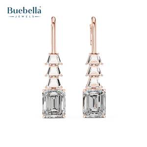 Offre Spéciale luxe qualité 925 en argent Sterling carré princesse coupe Moissanite diamant boucles d'oreilles pour les femmes bijoux chauds - Product Image 2