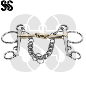 Mors Pelham en acier inoxydable, double rênes, poli miroir, embouchure pour cheval, contrôle à double action, distribution de pression uniforme, pour spectacle - Product Image 3