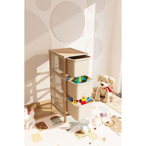 Organizador de Cajones de Madera Funcional de 3 Niveles Fix-2009, Gabinete Multiusos para Almacenamiento de Niños y Adolescentes, Color Beige, Dimensiones 30x80 - Product Image 1