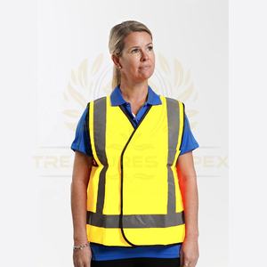 Chaleco con cierre de alta visibilidad de alta calidad, cinta reflectante nocturna, malla de poliéster impermeable, logotipo personalizable, para ropa de seguridad alta - Product Image 2