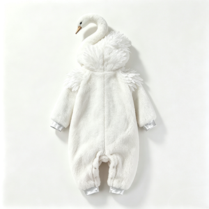 Mono de bebé de peluche con capucha de cisne blanco personalizado, pelele de bebé de lana con capucha de cisne, disfraz de cisne para recién nacido. - Product Image 4