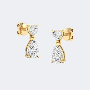 2.25CTW Heart Pear Two Stone Drop Earrings Gold Lab Grown <b>Diamond</b> Linear Dangle <b>Jewelry</b> for Women - Product Image 5