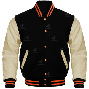 Chaqueta Letterman de Lana de Alta Calidad para Hombre, Premium, Casual, Impermeable, Transpirable, con Logotipo Frontal - Product Image 1