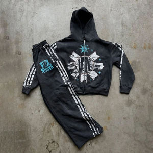 Survêtement de haute qualité à capuche, streetwear, 100% coton, personnalisable, uni, manches longues, respirant, jogging, nouvelle mode unisexe - Product Image 6