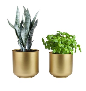 Top qualité Pot de fleur décor de jardin Simple conception unie en laiton fleur Vase Table article décoratif couleur or en gros à la main - Product Image 5