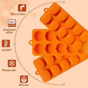 Reusable Pumpkin Chocolate & Ice Cube Molds Fall <b>Silicone</b> Eco-Friendly <b>Baking</b> for Candy Soap Jello Cake & Cupcake - Product Image 6