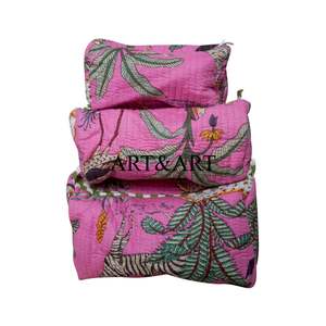 New Stylish Eco-Friendly 3-Piece for <b>Quilted</b> Fabric Zipper for Pouch Set (S/M/L) Durable Portable Travel Organizer - Product Image 1