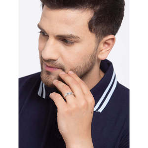 NOVAMART Fine Rhodium-Plated Classic 9K Solid Gold Heart <b>Ring</b> for <b>Men</b> & Boys with Authenticity Certification Wholesale Export - Product Image 3