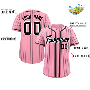 Maillot de baseball en polyester respirant 100% imprimé vierge en gros, séchage rapide, logo personnalisé cousu, taille plus, rayures, loisirs - Product Image 2