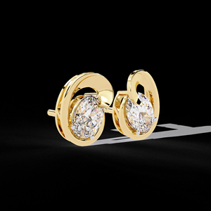 Womens 14K Gold <b>Moissanite</b> Diamond Earrings Stud Earring <b>Oval</b> Cut Diamond Jewelry Earrings for Wedding <b>Engagement</b> or Party - Product Image 4