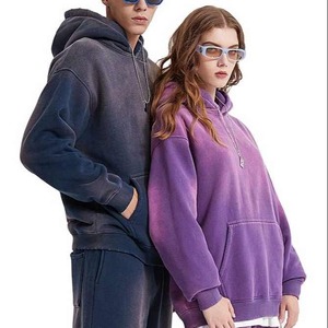 2025 nuevo estilo Vintage de gran tamaño con capucha de algodón para mujer con lavado ácido Sudadera con capucha 100% algodón Tie Dye Technics decoración de insignia de invierno - Product Image 1