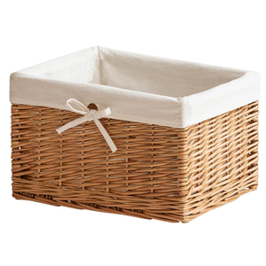 Wholesale Handmade Rattan Storage <b>Basket</b> with Fabric Lining, Eco-Friendly Rectangular Organizer for Living Room & <b>Laundry</b> - Product Image 1