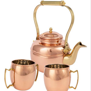 Ensemble de tasses à thé en cuivre pur martelé à la main, résistant à la chaleur, capacité de 500 ml, style arabe de luxe pour les boissons traditionnelles - Product Image 1