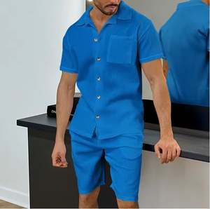 High Quality 2 Piece <b>Mens</b> <b>Shorts</b> Tracksuit Solid Color <b>Loungewear</b> <b>Men</b> Clothes Sets <b>Shorts</b> Sleeves - Product Image 6