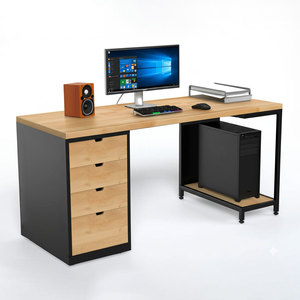 Wooden <b>Computer</b> <b>Desk</b> 160x70cm with 34mm Thick Edging CPU Shelf Storage Drawer and Metal Assembled for Hotels COD68052 - Product Image 1