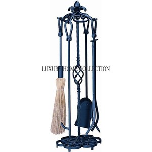 Grand ensemble d'outils de foyer en métal de gros calibre avec revêtement résistant au feu et poignée extra-longue pour l'entretien sécurisé du feu - Product Image 6