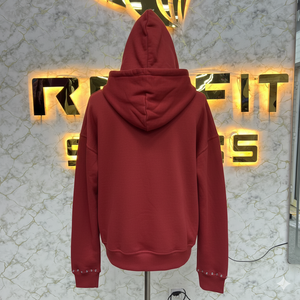 Nouveau arrivé, meilleur prix, qualité durable, sweat à capuche zippé avec fermeture éclair, sweat à capuche en molleton pour homme, streetwear, lavage à l'acide, avec strass - Product Image 2