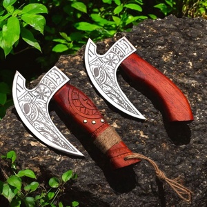 Cortador de hacha de Pizza de 2 piezas de acero de alto carbono, cortador de hacha de Camping de grado Industrial forjado a mano con mango de madera de fresno - Product Image 1