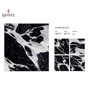 Nouveau design de marbre de couleur noire de Glascow ressemblant à des carreaux de porcelaine carreaux de sol muraux en dalle émaillée polie - Product Image 6