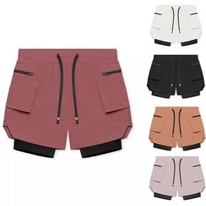 Shorts de sport pour homme, solides, 2 en 1, en polyester, 5 pouces, séchage rapide, compression, course à pied, ajustés - Product Image 6