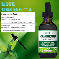 Vente en gros d'extrait de plantes naturelles, chlorophylle en gouttes de qualité alimentaire GMP, 50 mg, complément pour la peau, hydratation, chlorophylle liquide, saveur menthe