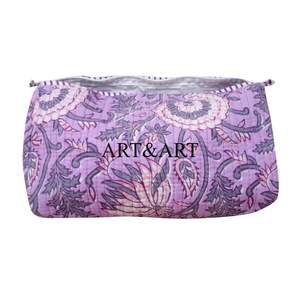 Custom Quilted Tassel Pattern Eco-Friendly Cotton Water Resistant Large Capacity Makeup <b>Bag</b> with Zipper Closure for <b>Women</b> - Product Image 5