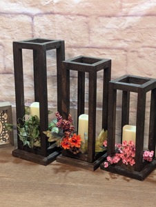 เชิงเทียนไม้หกคอลัมน์เหมาะสำหรับตกแต่งบ้านโต๊ะกลางและโคมไฟเทศกาลทำด้วยมือจากอินเดีย - Product Image 2