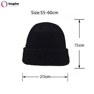 Fashion Plain Winter Hat 100% <b>Wool</b> Knit <b>Beanies</b> With Custom Embroidery for Adult Ands Kids by Inspire Apparel - Product Image 4