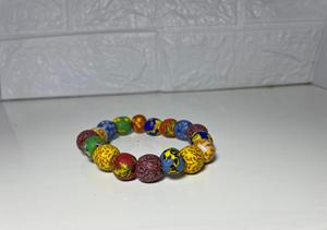 Pulsera étnica hecha a mano con cuentas, patrón de flores redondas, cuerda elástica, joyería de moda unisex - Product Image 1