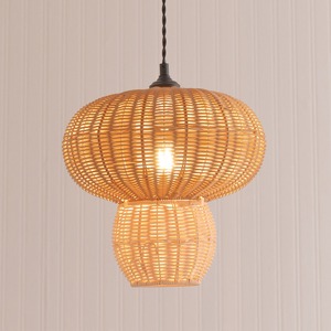 Mushroom shaped rattan chandelier for children bedroom decor hand weaving chandeliers <b>hanging</b> light covers - Product Image 2