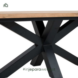 Table à manger de style urbain industriel, pieds en fer, revêtement en poudre noire, style agressif, pour l'extérieur et le salon - Product Image 3