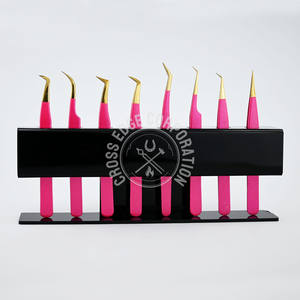 Pinzas de Acero Inoxidable Rosa Ligeras para Extensión de Pestañas con Punta de Fibra, para Volumen y Aislamiento, Herramienta Profesional para Pestañas al por Mayor - Product Image 1