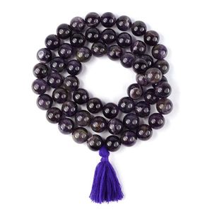 Collier Mala en pierre de cristal naturelle, perles rondes de 12 mm, bijoux de méditation unisexes - Product Image 3