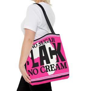 Borsa tote con apertura a patta e design audaci e divertenti 'No Sugar Black No Cream' e 'Blacknificent', con fodera in poliestere - Product Image 4