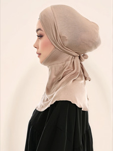 Volle Abdeckung Innen kappe Motorhaube Einfarbige muslimische Frau Binden Sie die Unterkappe Modal Jersey Instant Hijab mit Riemen zurück - Product Image 1