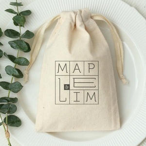 Sac à cordon pliant étanche 100% coton doux couleur naturelle fermeture à glissière sacs-cadeaux pour le stockage de mariage - Product Image 3