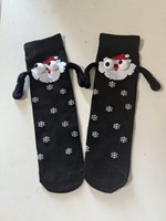 Chaussettes amusantes en coton écologique personnalisées avec aimants pour se tenir par la main, yeux 3D, cadeau de Noël original pour enfants, adultes et couples