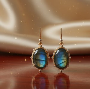 Pendientes de Labradorita de 10*14 mm con Circonita Cúbica para Mujer, Plata de Ley 925, Chapado en Oro de 18K, Joyería de Piedras Preciosas Colgantes, Regalo - Product Image 5