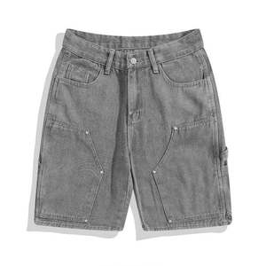 Denim Street Style Vintage Washed Solid Jean Shorts Casual Shorts Custom <b>Jorts</b> Men's Denim <b>Baggy</b> Oversized Denim Pants - Product Image 2