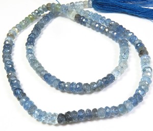 Perles de briolette micro-facettées en aquamarine mousse bleue de 4 mm, 14 brins de cristal d'aquamarine naturel, rondelles en vrac pour la fabrication de bijoux - Product Image 5