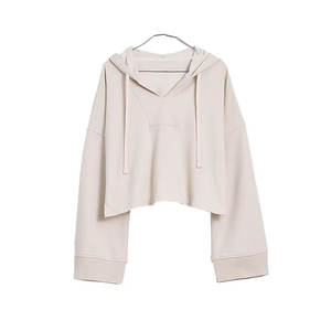 Sudadera con Capucha Corta de Gran Tamaño para Mujer, Estilo Hip Hop, con Etiqueta Personalizada, Bordado e Impresión de Alta Calidad - Product Image 1