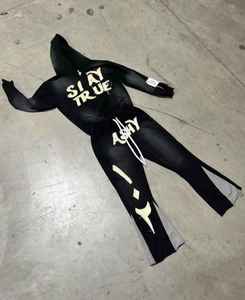 Pantalon de survêtement à capuche zippé 100% coton personnalisé ensemble de jogging vintage en détresse broderie patch survêtement à capuche - Product Image 4