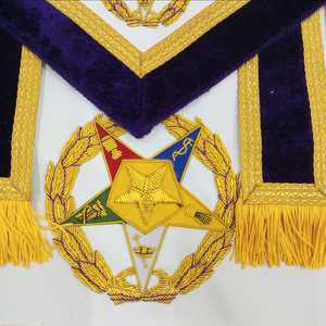 NOUVEAU TABLIER MASONIC REGALIA GRAND ASSOCIATE PATRON AVEC COLLIER ET MANCHETTES-HSE - Product Image 4