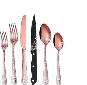 Ensemble de 5 couverts en acier inoxydable cuillère couteau fourchette utilisé dans les ustensiles de cuisine café de table maison couleur argent plaqué ensemble de couverts utilisables - Product Image 5