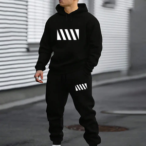 Conjunto de Sudadera con Capucha y Pantalones Deportivos de Felpa 100% Algodón, Transpirable, para Adultos, Otoño e Invierno - Product Image 1