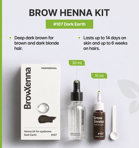 BrowXenna ®   Kit de Henna para Cejas con Base de Mezcla Hialurónica Incluida # Tierra Oscura 107 - Product Image 1