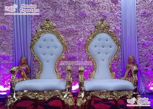 Sillas tradicionales indias para ceremonia de boda, sillas de novia y novio, sillas de boda de madera de teca de estilo real, las últimas sillas de boda de estilo hoja - Product Image 2