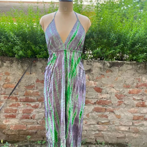 Vestido largo hecho a mano Tie Dye, vestido veraniego de seda, traje de Festival Hippie, Vestido de playa, vestido de noche, vestido de verano informal, ropa de vacaciones - Product Image 1