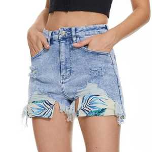 Pantalones cortos informales lavados con enzimas de algodón de alta calidad personalizados para mujer, pantalones cortos transpirables de talla grande con botones - Product Image 5