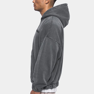 Sweats à capuche pour hommes avec fermeture éclair sweat à capuche lavé à l'acide pull surdimensionné streetwear en détresse sweats à capuche lourds pour hommes - Product Image 6